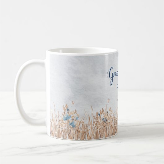 Mok blauwe sierbloemen & Wheat Field Groom (Links)