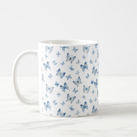 Mok blauwe vlinders achtergrond (Links)