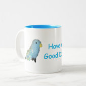 Mok - Blauwe vogels hebben een goede dag (Voorkant links)