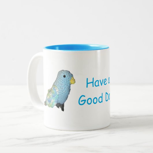 Mok - Blauwe vogels hebben een goede dag (Voorkant links)