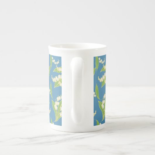 Mok  Bone China: Lilies van de vallei, blauw (Achterkant)