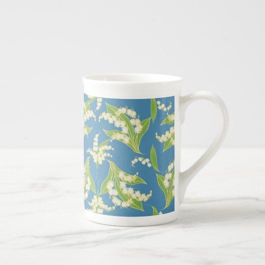 Mok  Bone China: Lilies van de vallei, blauw (Rechts)