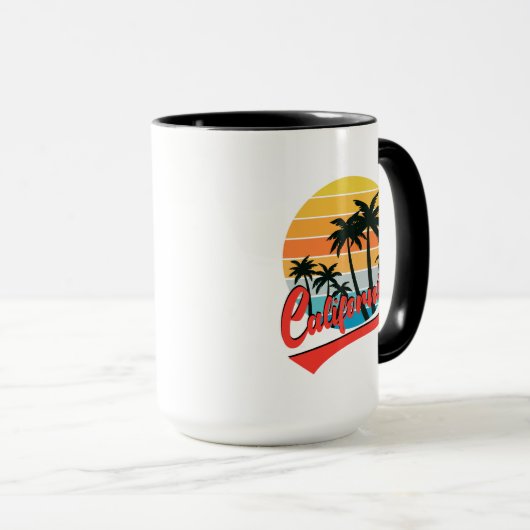 Mok Californische Retro Sunset en palm Trees (Voorkant rechts)
