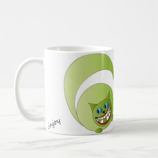 Mok Cheshire kat, geniet van (Links)