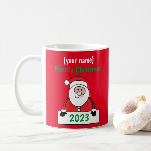Mok - Custom Family Christmas (naam toevoegen) (Met donut)