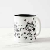 Mok Cute Cat & Paw Prints (Voorkant rechts)