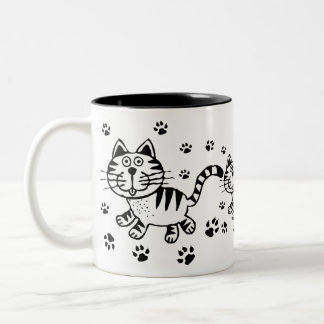 Mok Cute Cat & Paw Prints