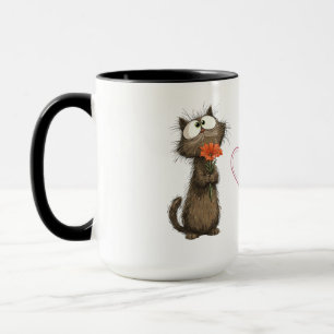 Mok Cute Pluizige Kat met een Bloem Grappige Koffi