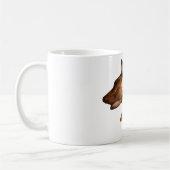 Mok-doberman hond die slaapt met teddybeer koffiemok (Links)