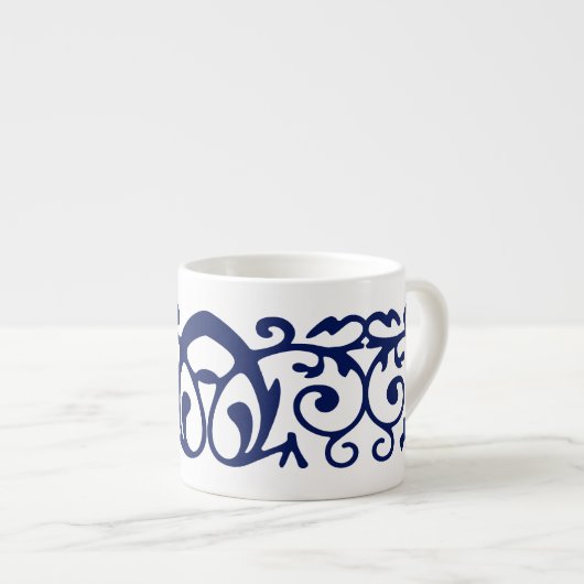 Mok Elegant Navy Blue en White Espresso (Voorkant rechts)