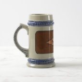 Mok en monogrammen van leder-etiket (Links)