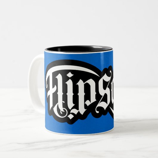 Mok FlipScript Ambigram (Voorkant links)