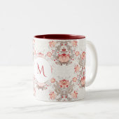  Mok Floral Pattern damask Monogram (Voorkant rechts)