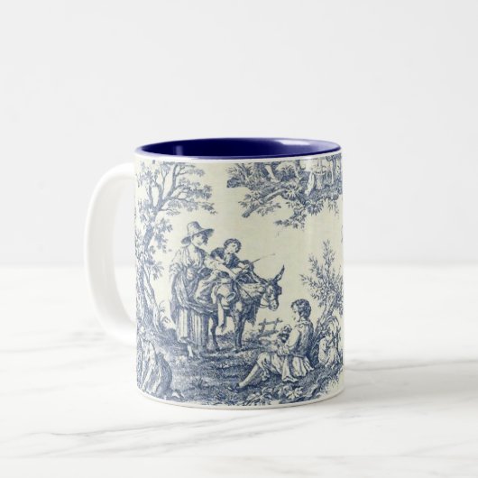 Mok Frans Land Blue Pattern (Voorkant links)