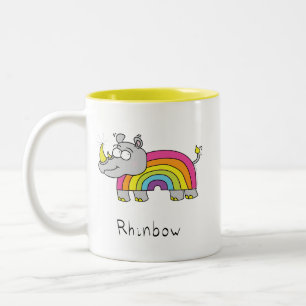 Mok Geel voor regenboogregenboogkoffie