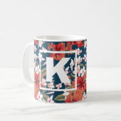 Mok gepersonaliseerde kleurige Floral Monogram (Voorkant links)
