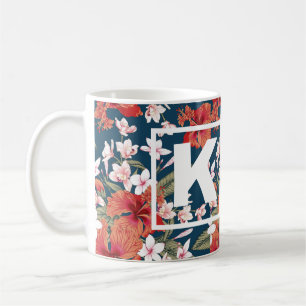 Mok gepersonaliseerde kleurige Floral Monogram