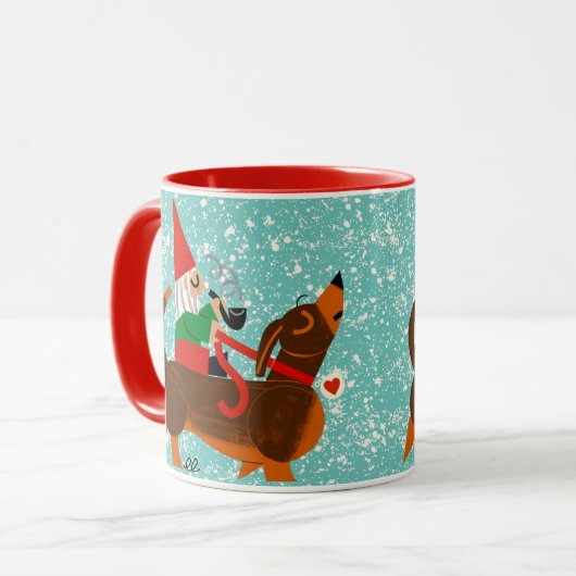 Mok Gnome en Dachshund Holiday (Voorkant links)