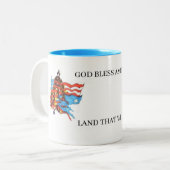 Mok: God zegene Amerika Tweekleurige Koffiemok (Voorkant links)