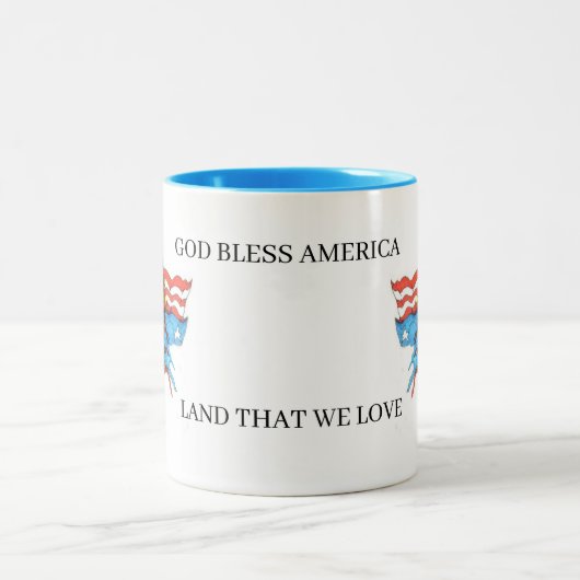 Mok: God zegene Amerika Tweekleurige Koffiemok (Center)