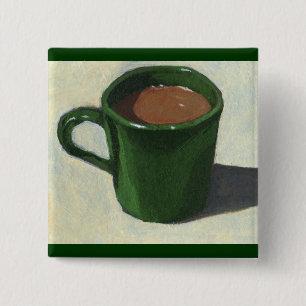 Mok GROENE KOFFIE: IMPRESSIONIST PAINTING Vierkante Button 5,1 Cm