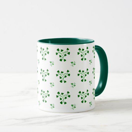 Mok Groene Shamrocks Circles Pattern (Voorkant rechts)