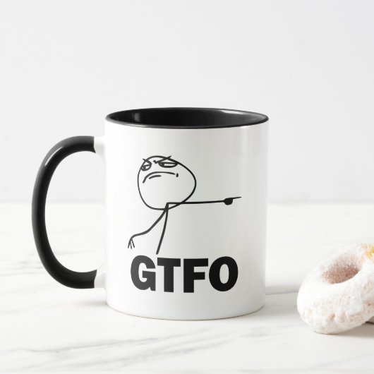 Mok GTFO Meme Coffee (Met donut)
