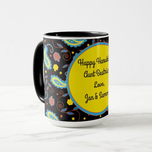 Mok "Hanukkah Paisley Dreidels and Stars" (Voorkant links)