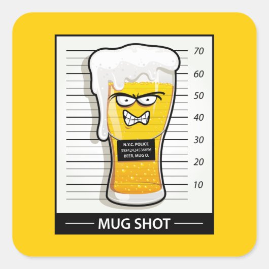 Mok heet vierkante sticker (Voorkant)