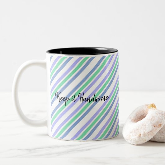 Mok Houd het handig Groene Paarse Stripe (Met donut)
