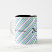 Mok Houd het handig Groene Paarse Stripe (Voorkant links)