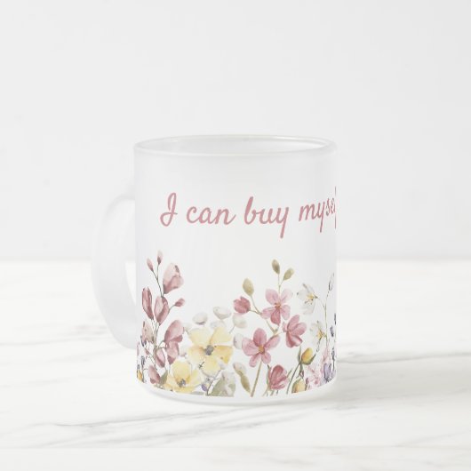 Mok Ik kan mezelf bloemen kopen (Voorkant links)