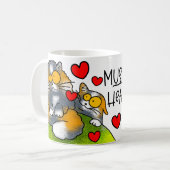 mok in haar handen, hart in haar poten (Voorkant links)