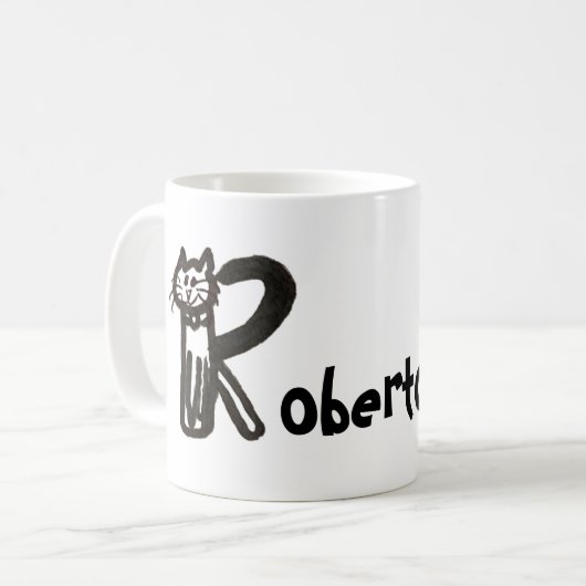 Mok - Kat letter R met naam (Voorkant links)