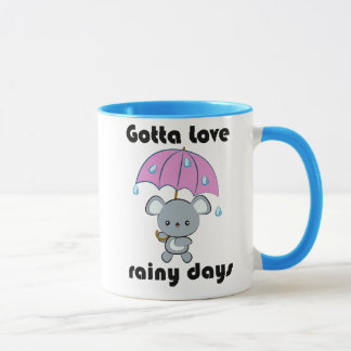 Mok Kawaii Mouse en Umbrella Rainy Days