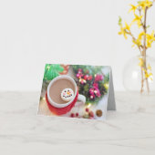 Mok kerstcacao met sneeuwman-marshmallow kaart (Gele Bloem)
