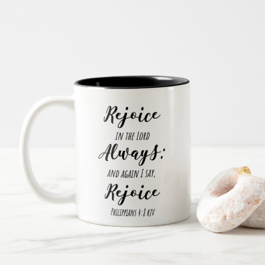 Mok KJV-scripts - altijd blij in Lord (Met donut)