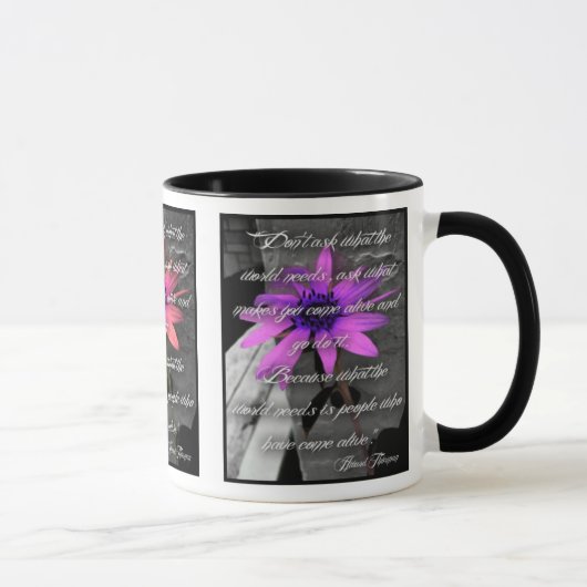 Mok kleur zonnebloemen "Ga het doen" Citaat (Rechts)