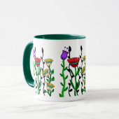 Mok kleurrijke witte bloemen (Voorkant links)