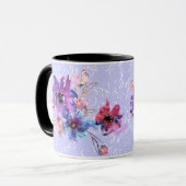 Mok koffie: Mok paarse bloemen Omhulling  (Voorkant links)
