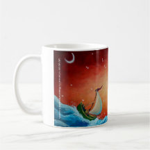 Mok, koffie, zeilen, golf, vogel