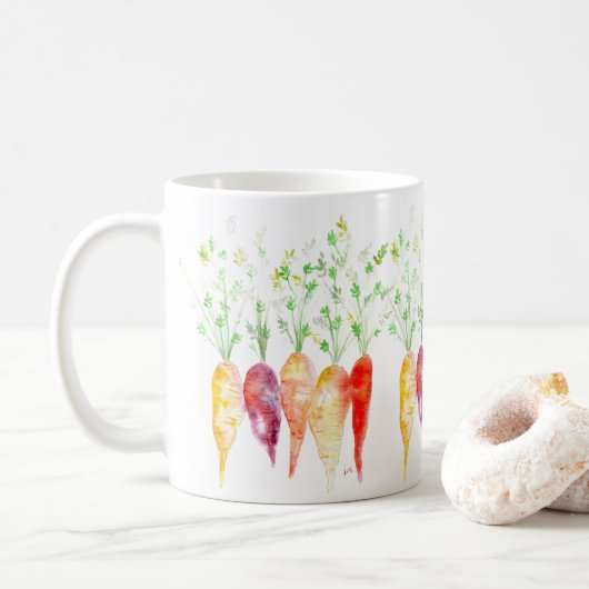 Mok koffiebeker - Waterverf Heirloom Carrots (Met donut)