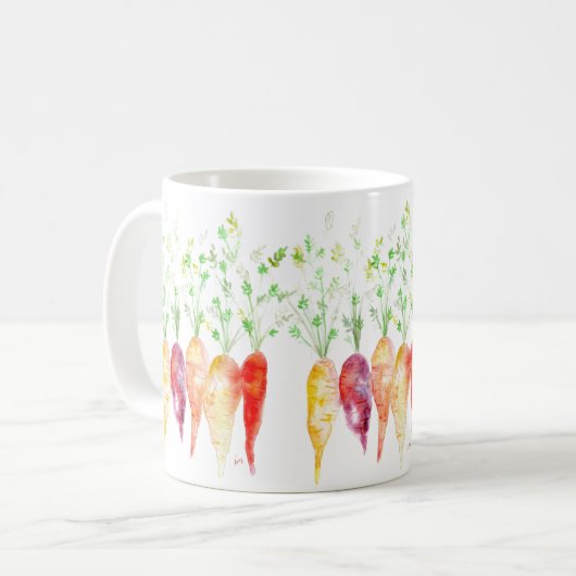 Mok koffiebeker - Waterverf Heirloom Carrots (Voorkant links)