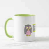 Mok leraar - Roze Chevron Gray Owl op het Chalkboa (Links)