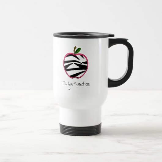 Mok leraar - Zebra Print Apple met roze omtrek (Rechts)