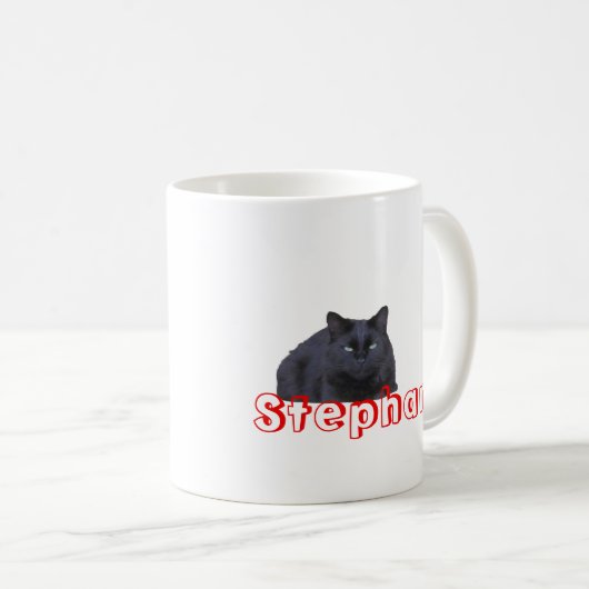 Mok - Letter S met zwarte kat en naam (Voorkant rechts)