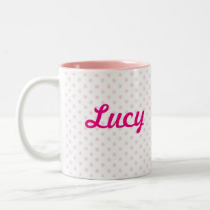 mok LUCY roze polka dot girly personalize