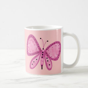 Mok Meisjes Kids Roze Paarse Kleur 2 Vlinders