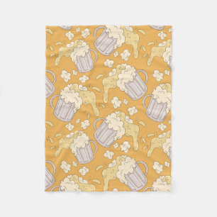 Mok met cartoon van bier naadloos. Alcohol dr Fleece Deken