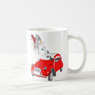 Mok met Citroen 2CV-auto in rood